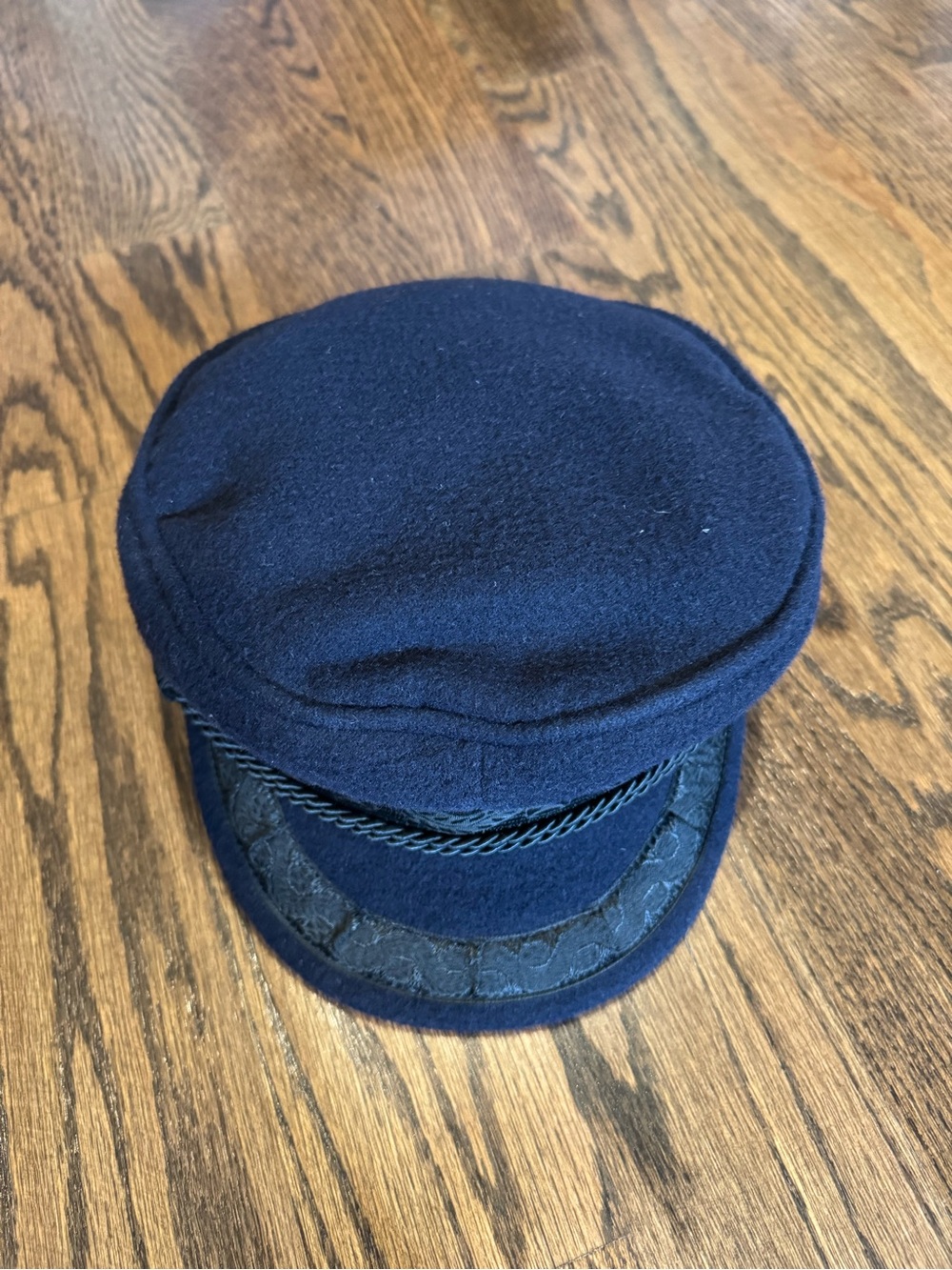 Lack Of Color Navy Baker Boy Hat with Braided Trim